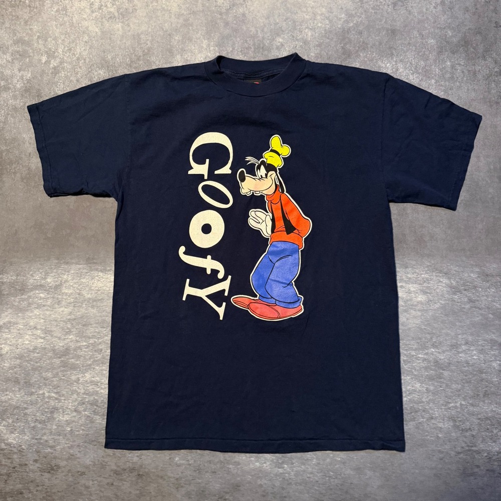 VTG Disney Goofy T Shirt Mens L Navy Mickey Unlimited 90s Vertical Spell Out